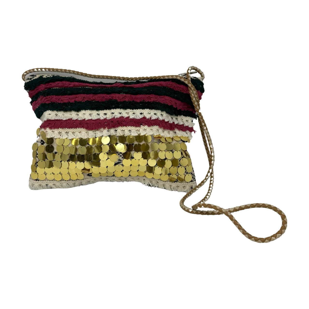 Striped Mini Fringe Detail Crossbody-Thumbnail