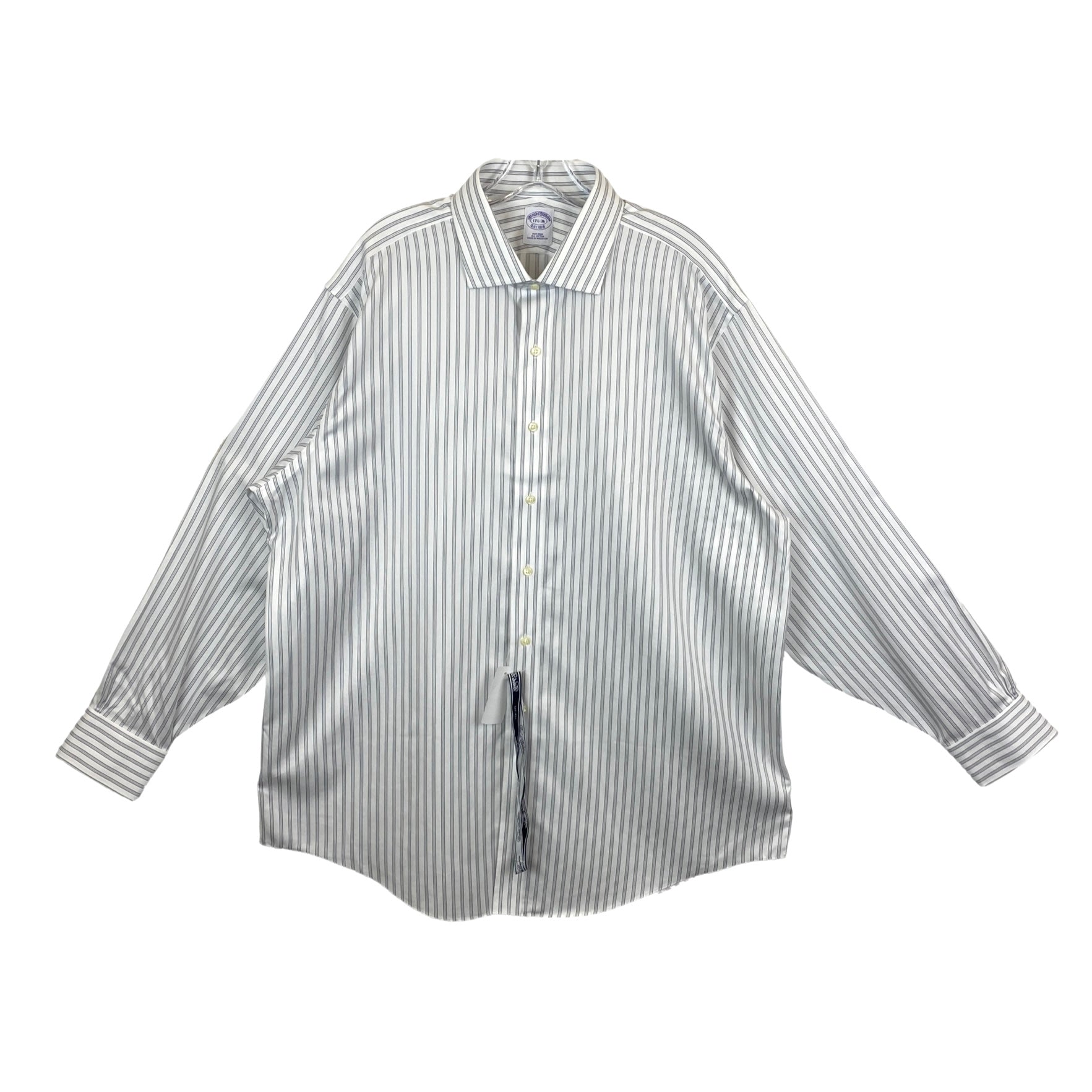 Brooks Brothers White and Gray Stripe Dress Shirt