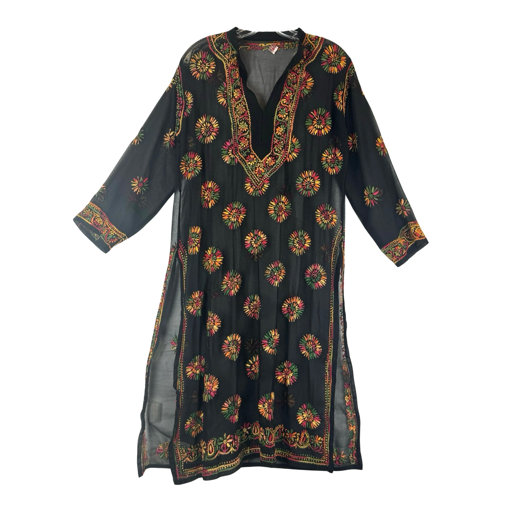 Sheer Floral Embroidered Tunic