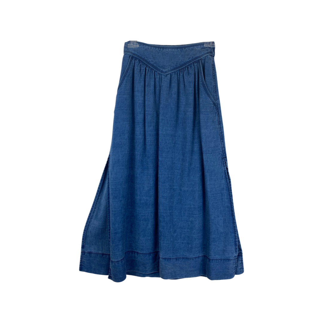 Wilfred Elasticized Waist Denim Midi Skirt-Thumbnail