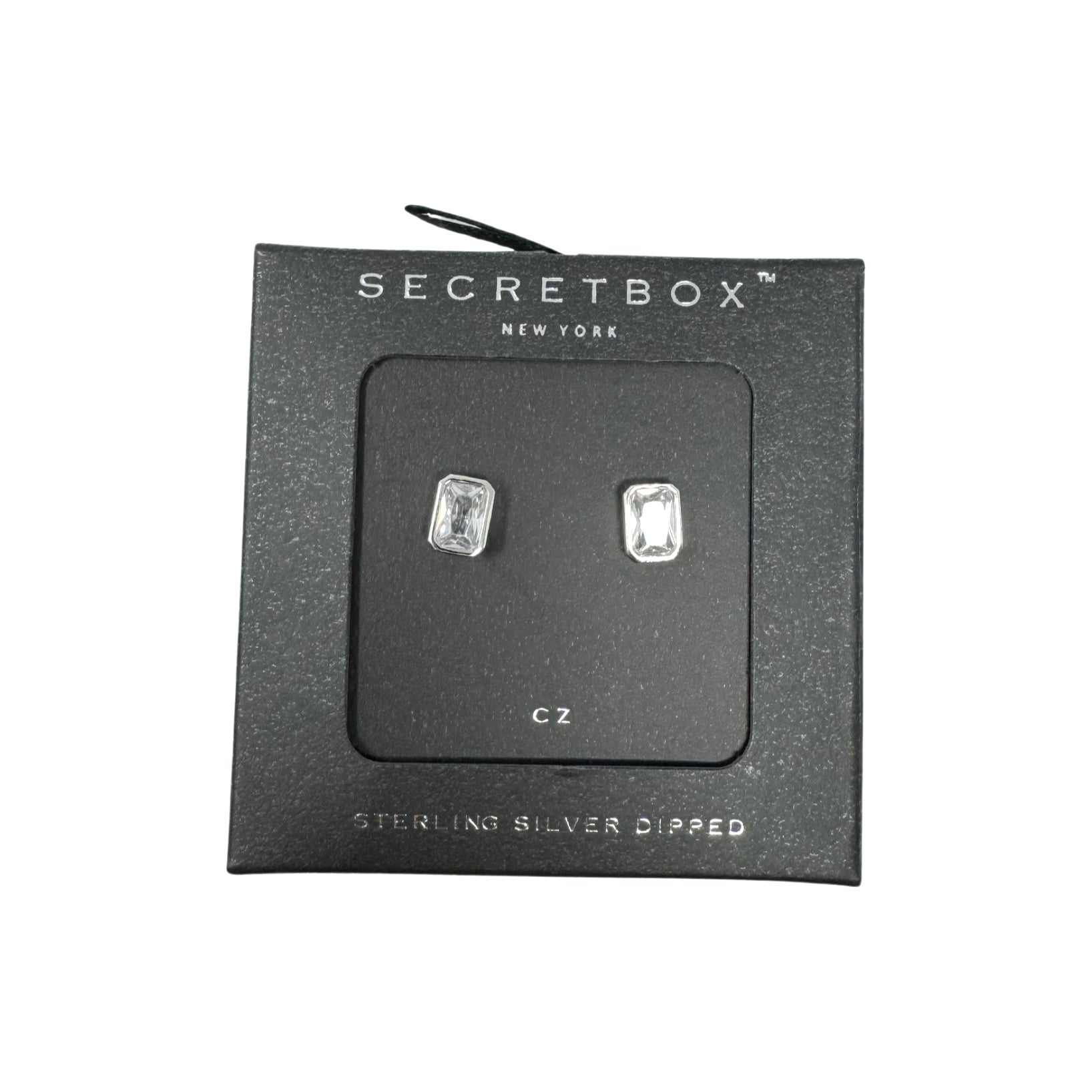 Secret Box Sterling Silver Plated Stud Earrings