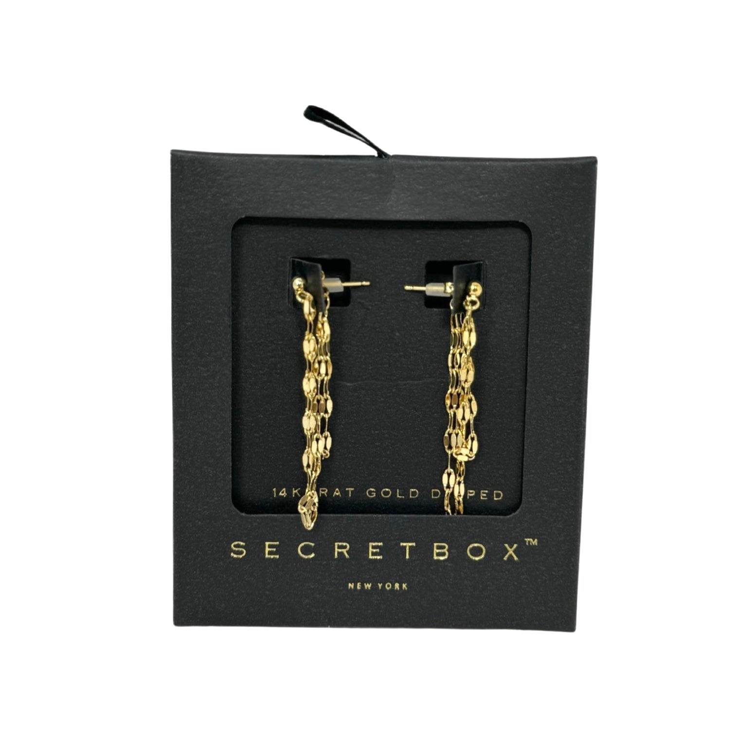 Secret Box Draped Chain Dangle Earrings