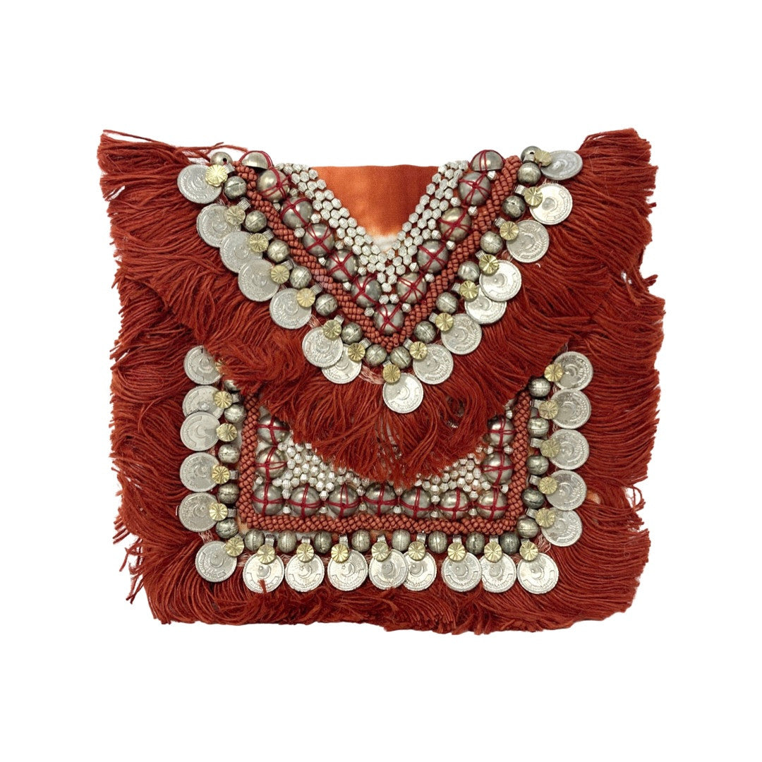 Shashi Small Orange and White Tie Dye Beaded Clutch-Thumbnail