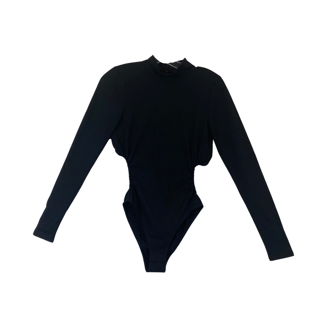 Something Navy Turtleneck Cut Out Bodysuit-Black Front