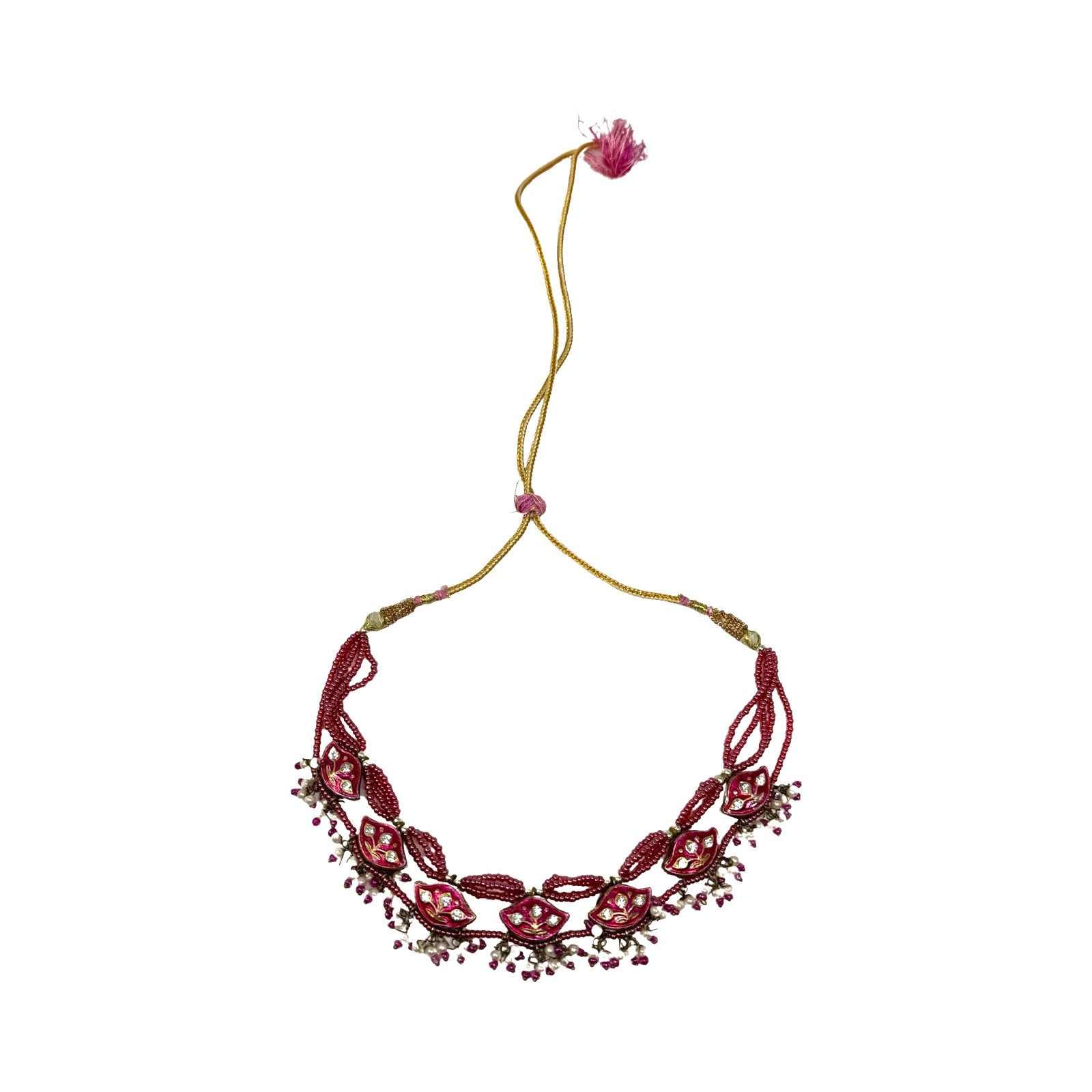 Beaded And Embellished Adjustable Cord Necklace