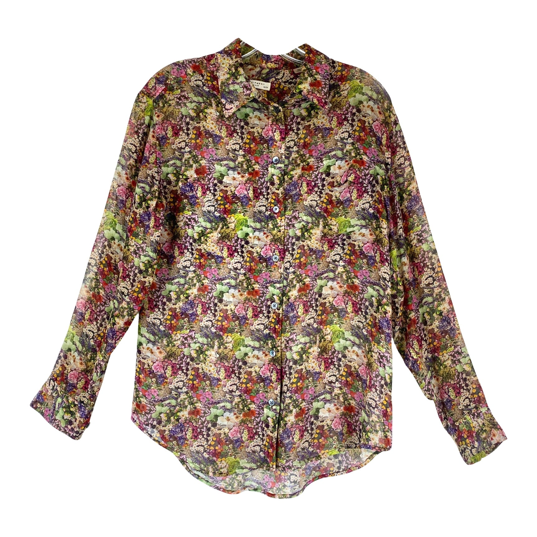 Equipment Femme Sheer Floral Button Down Shirt