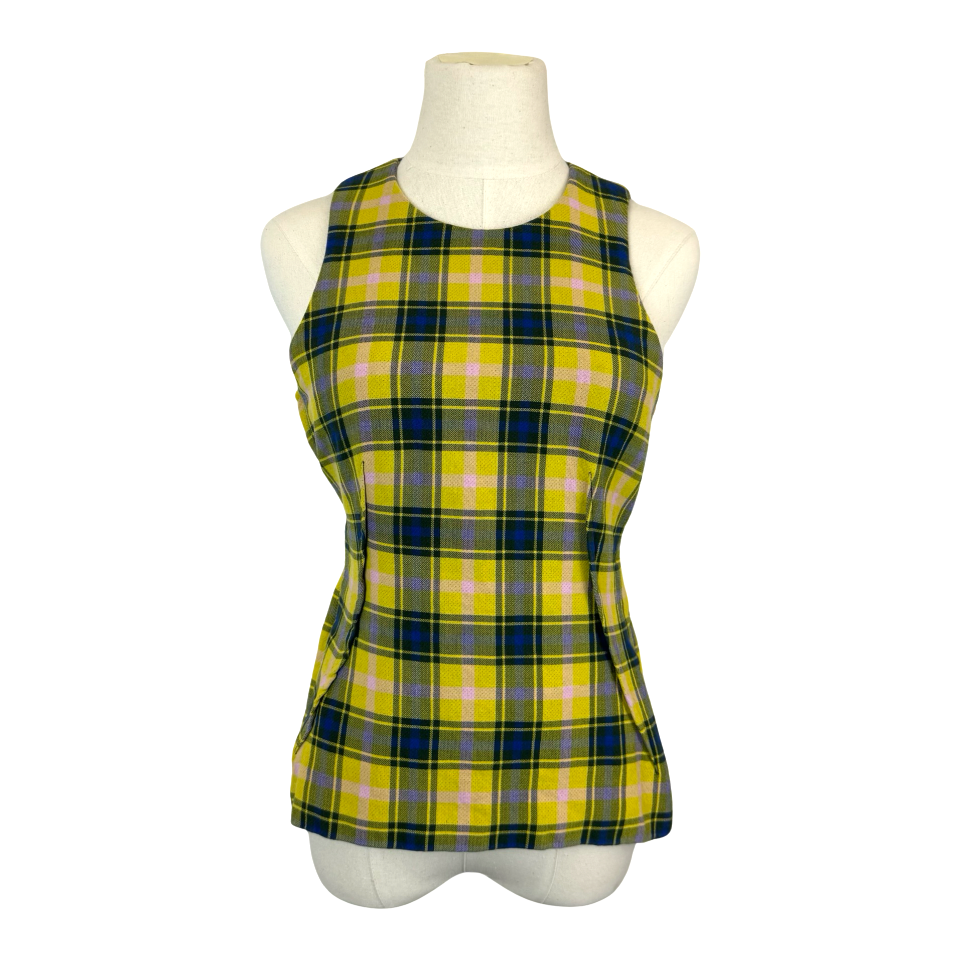 Derek Lam Plaid Sleeveless Tie Back Top