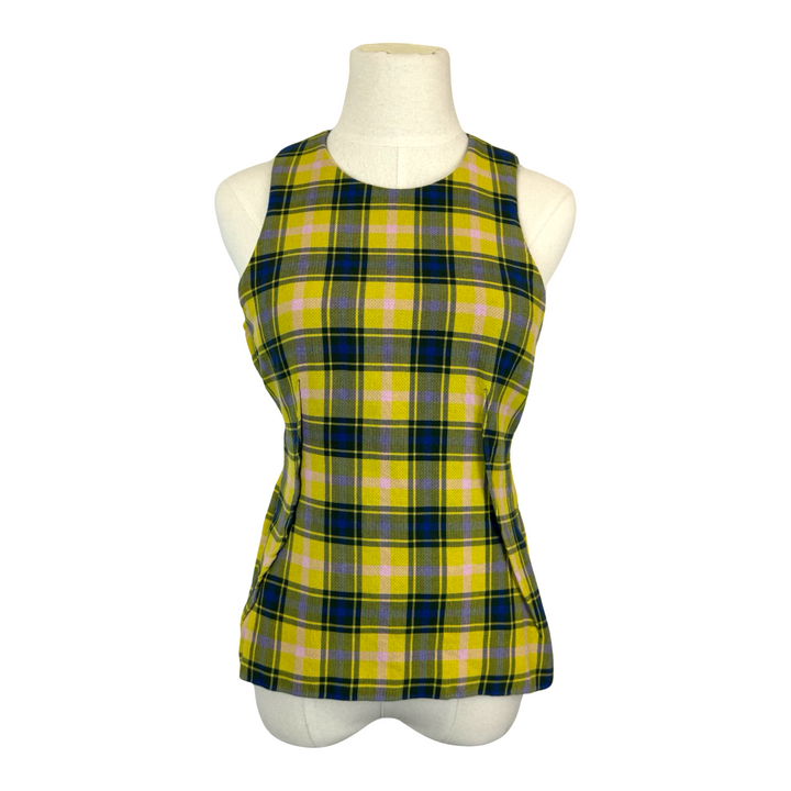 Derek Lam Plaid Sleeveless Tie Back Top