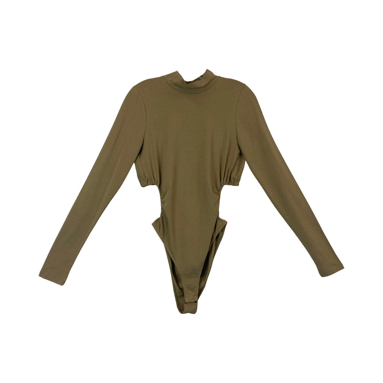 Something Navy Turtleneck Cut Out Bodysuit-Beige Thumbnail