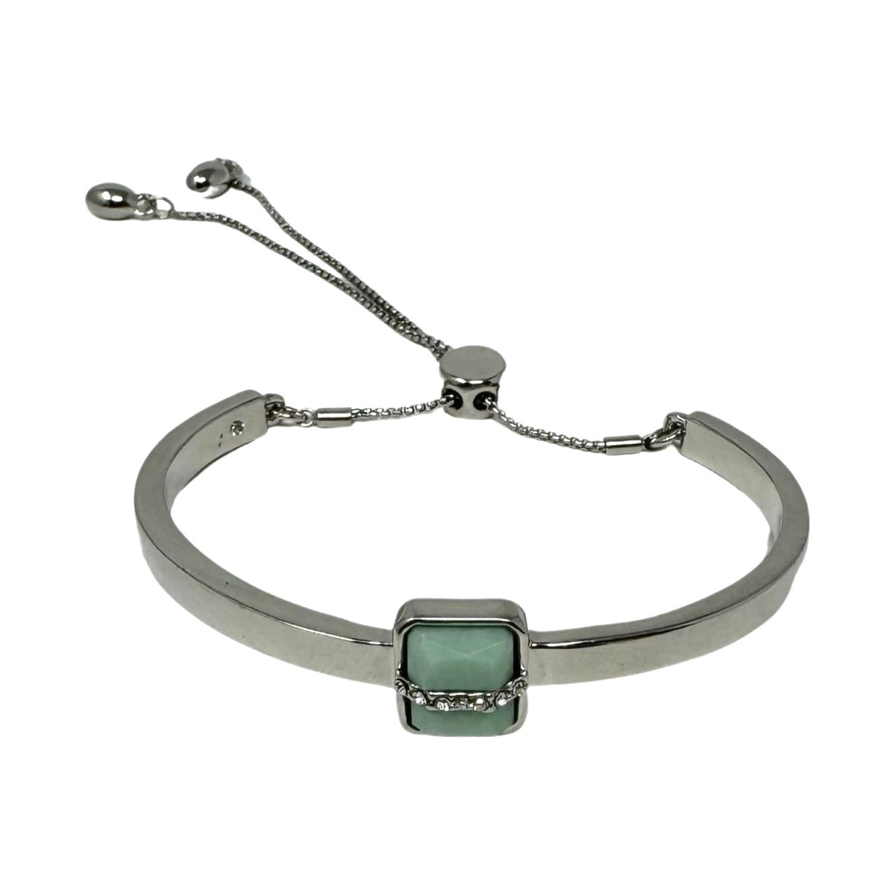 Gemstone Cuff Bracelet-Silver Front