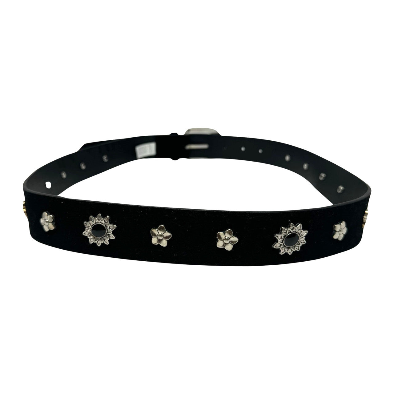 Faux Leather Floral Studded Belt-Back