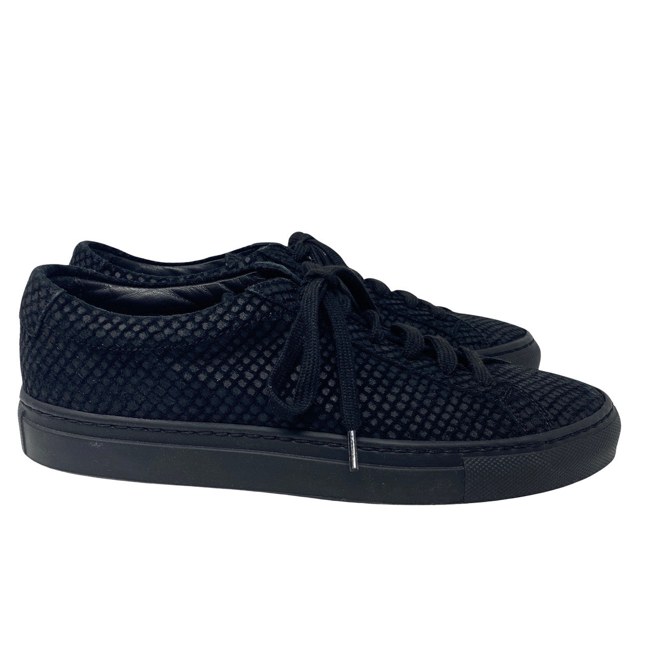 Woman by Common Projects Patterned Suede Achilles Sneakers-Black Side