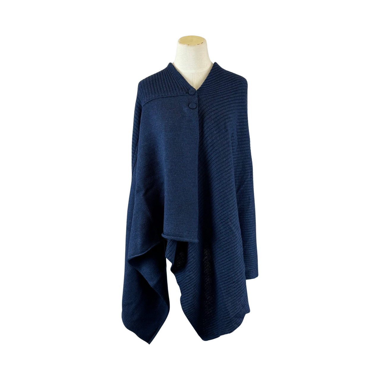 Portolano Asymmetrical Merino Wool Knit Poncho-Thumbnail