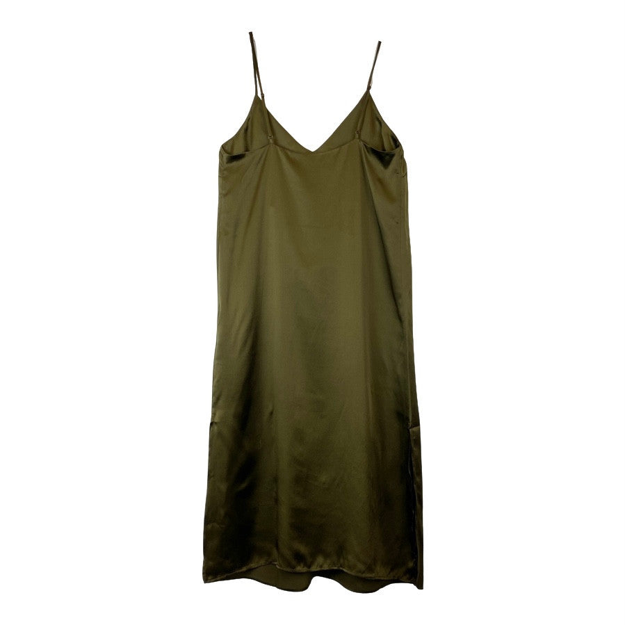 Anine Bing Gemma Olive Silk Slip Dress-Back