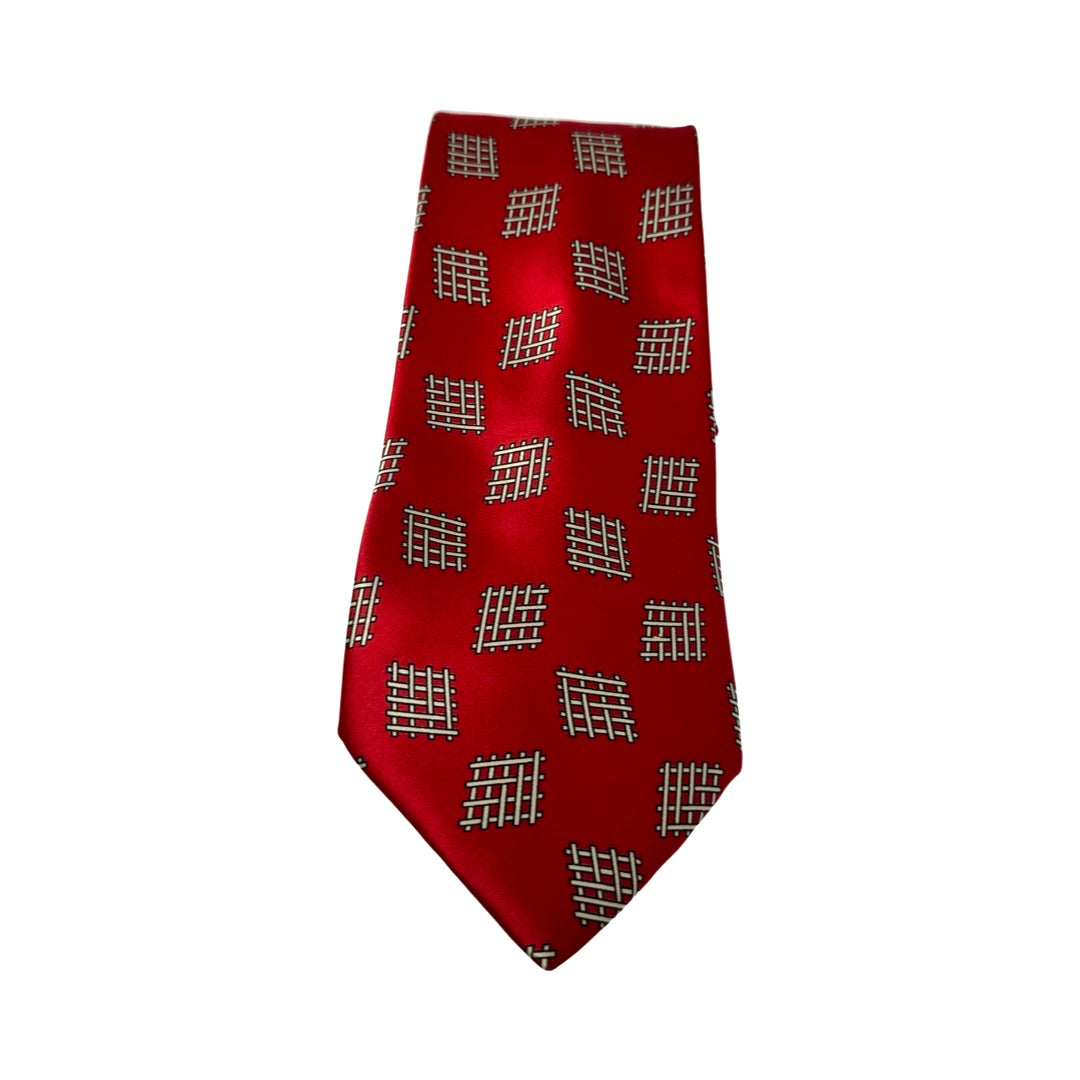 Bottega Veneta Crosshatch Pattern Silk Tie