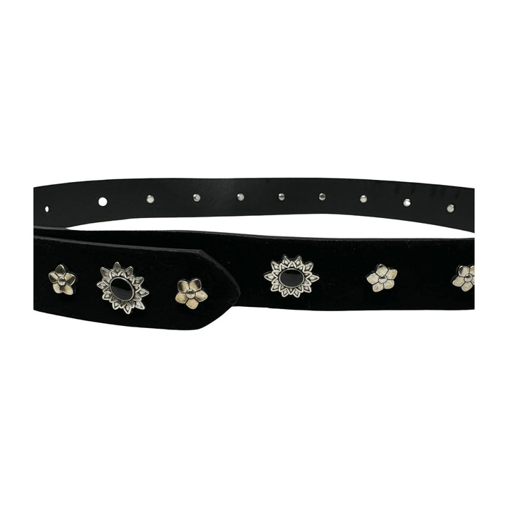 Faux Leather Floral Studded Belt-Detail