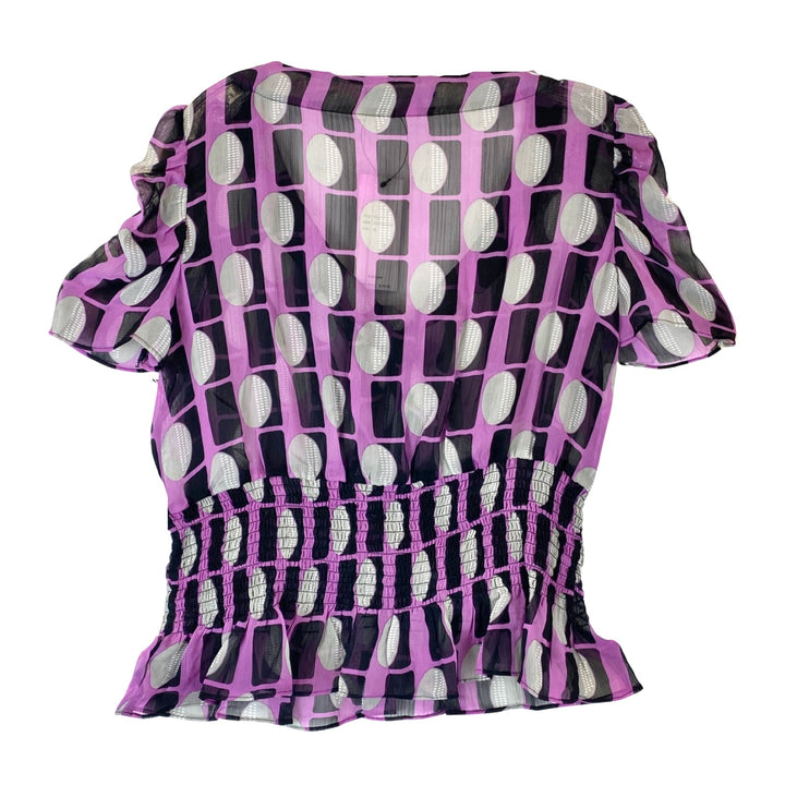 BCBGMAXAZRIA Geometric Print Sheer Blouse