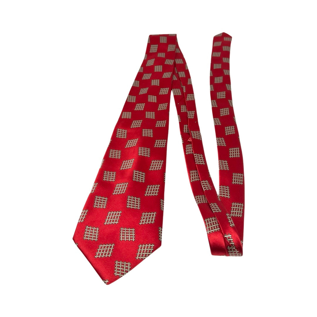 Bottega Veneta Crosshatch Pattern Silk Tie