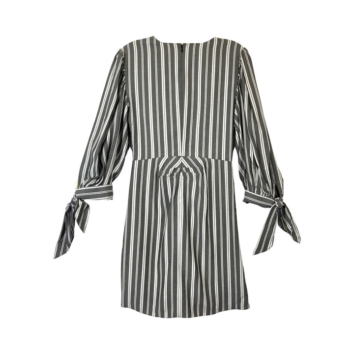 Tanya Taylor Knot Detail Striped Dress-Gray back