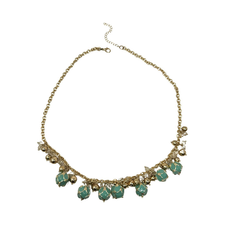 Blue And Gold Bead Statement Necklace