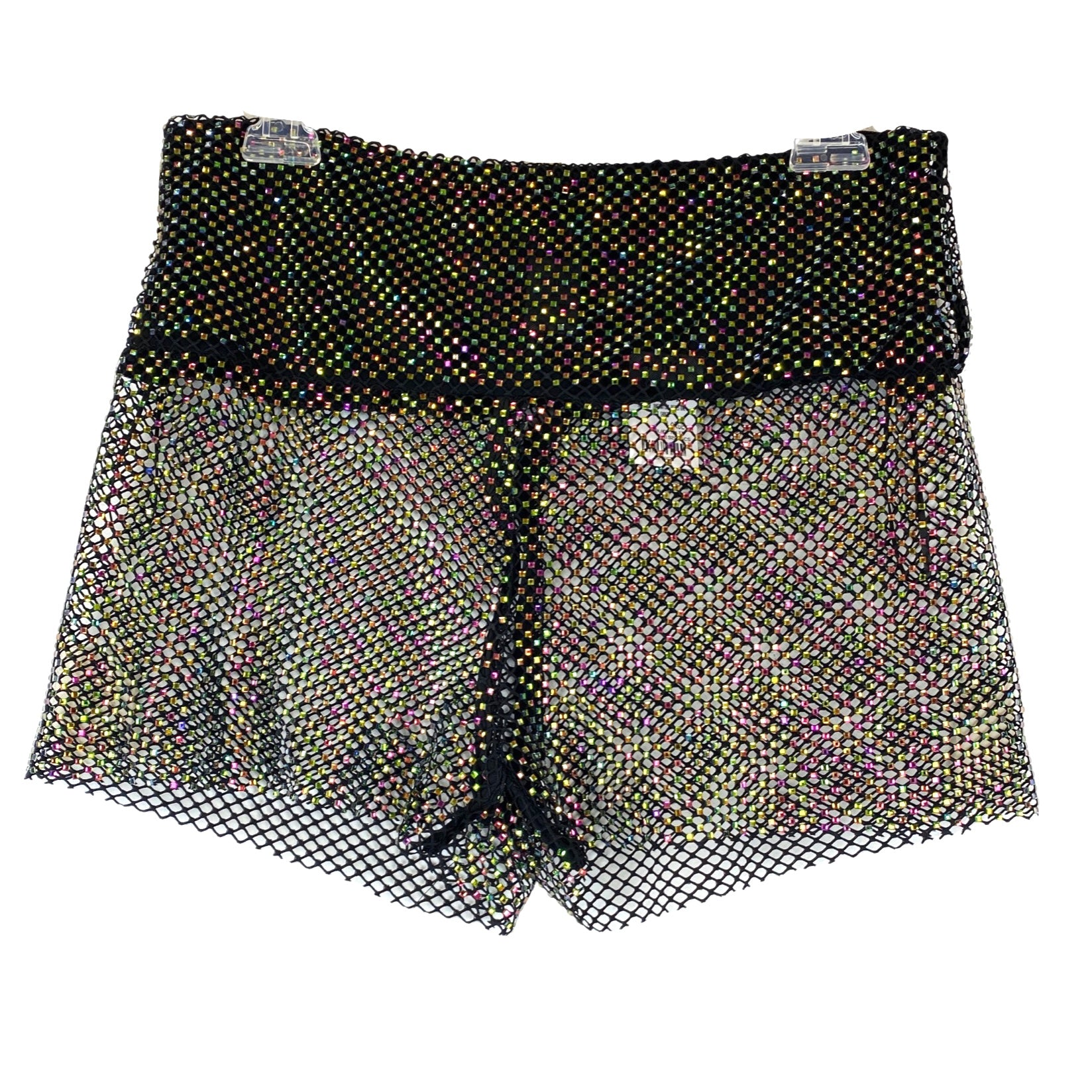 Akira Into Your Imagination Sheer Rhinestone Mesh Mini Shorts