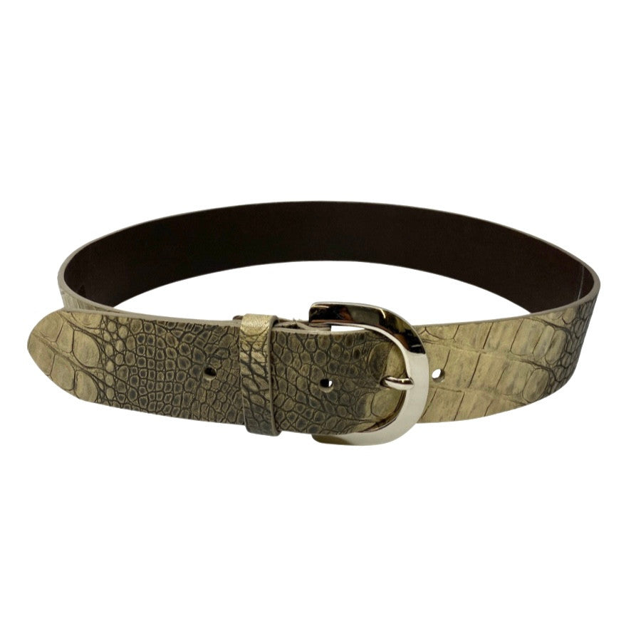 Linea Pelle Wide Alligator Embossed Belt-Front