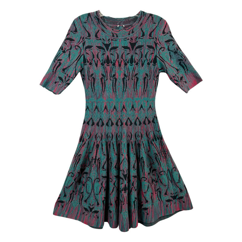 M Missoni Patterned Knit Fit And Flare Dress
