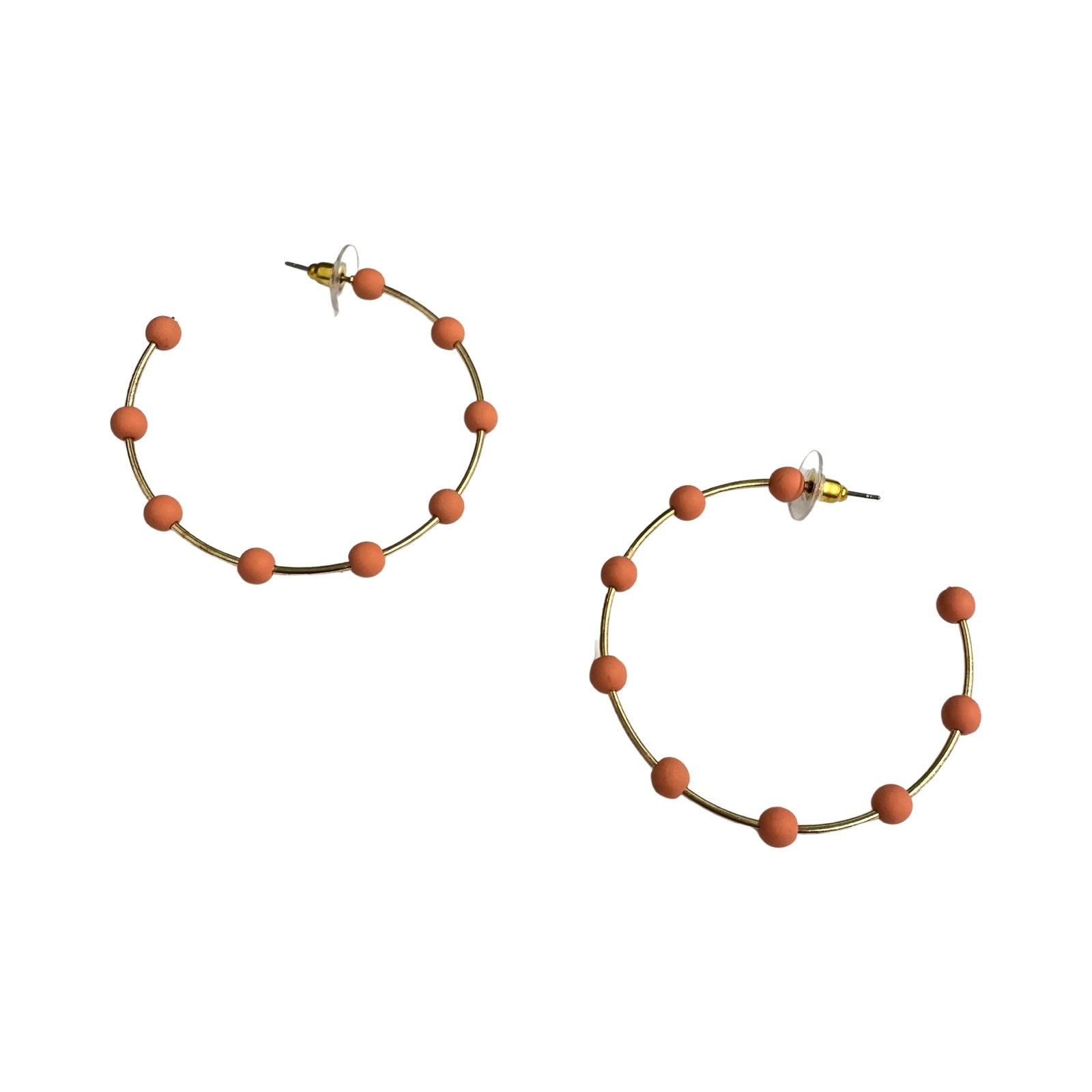 Orange Beaded Open Hoop Earrings