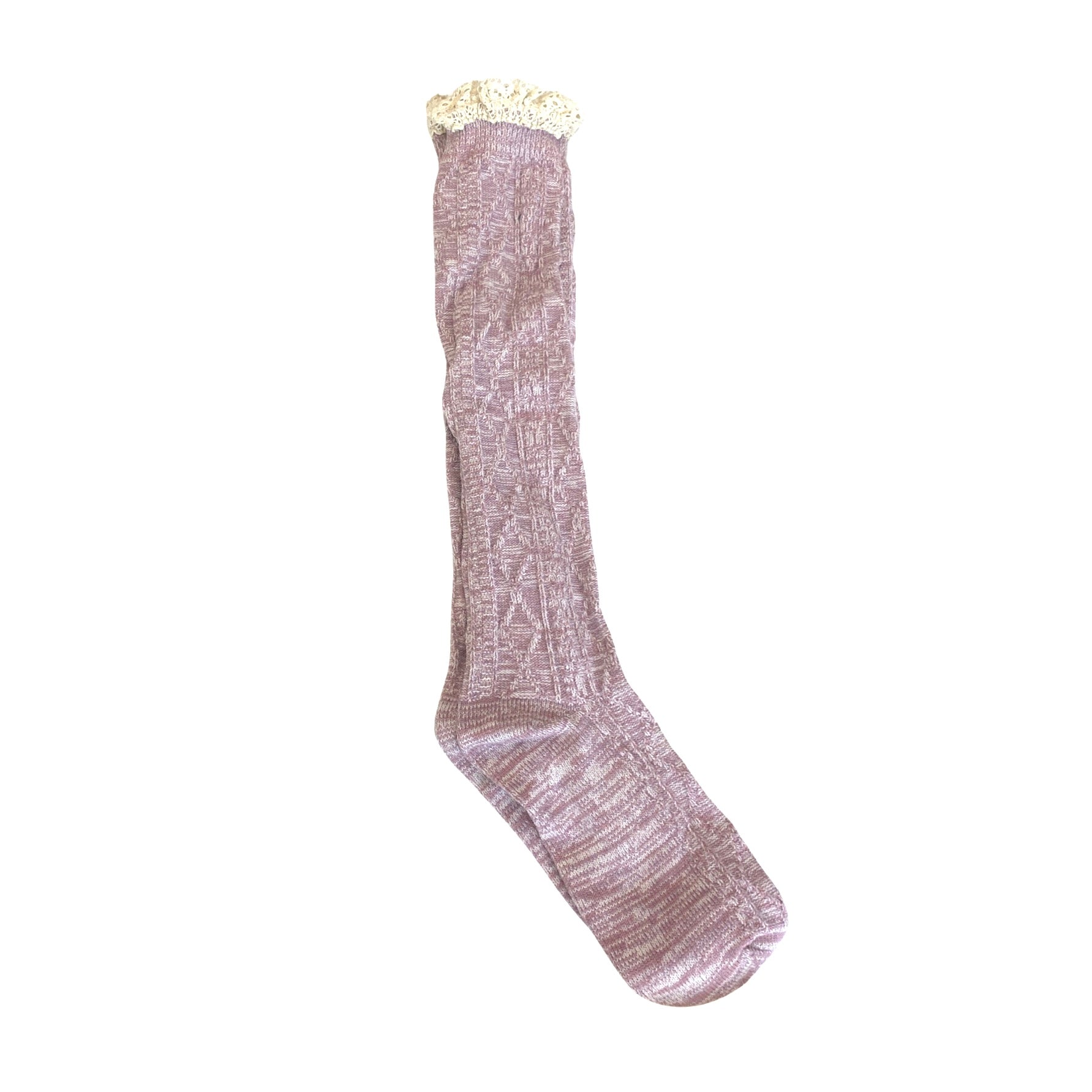 Space Dyed Lace Trim Knee Socks