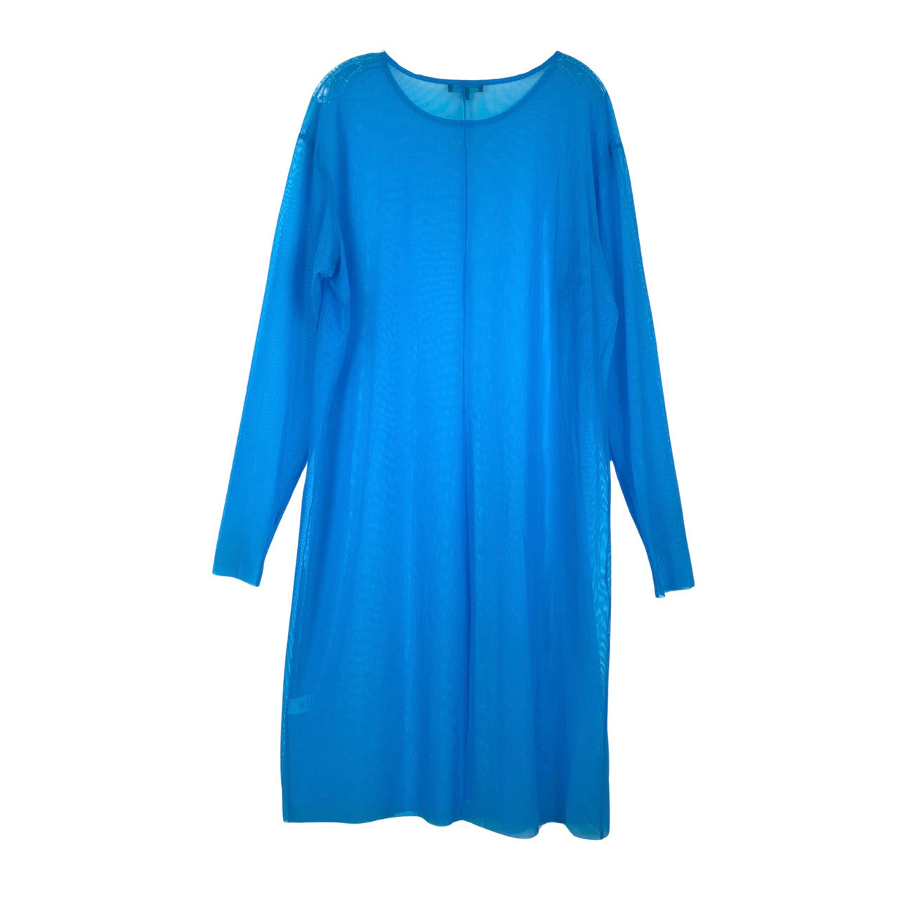 Universal Standard Sheer Mesh Long Sleeve Dress-Blue Back