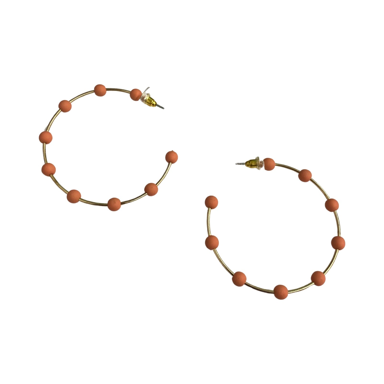 Orange Beaded Open Hoop Earrings