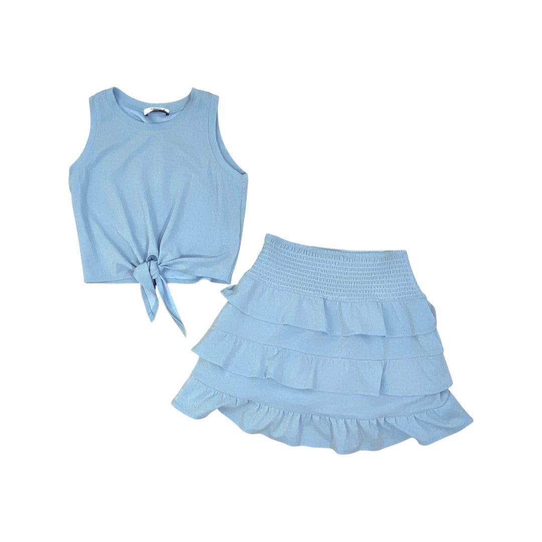 Aqua Girls Glitter Knit Top and Skirt Set-Thumbnail