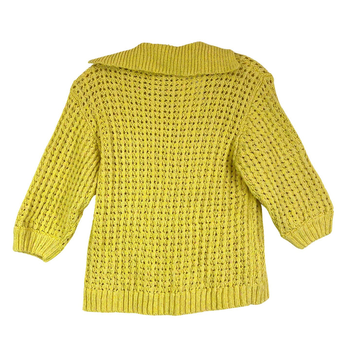 Something Navy Collared Crochet Shirt-Yellow back