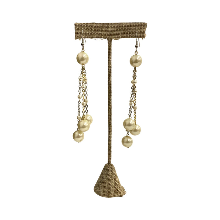 Faux Pearl And Chain Link Drop Earrings