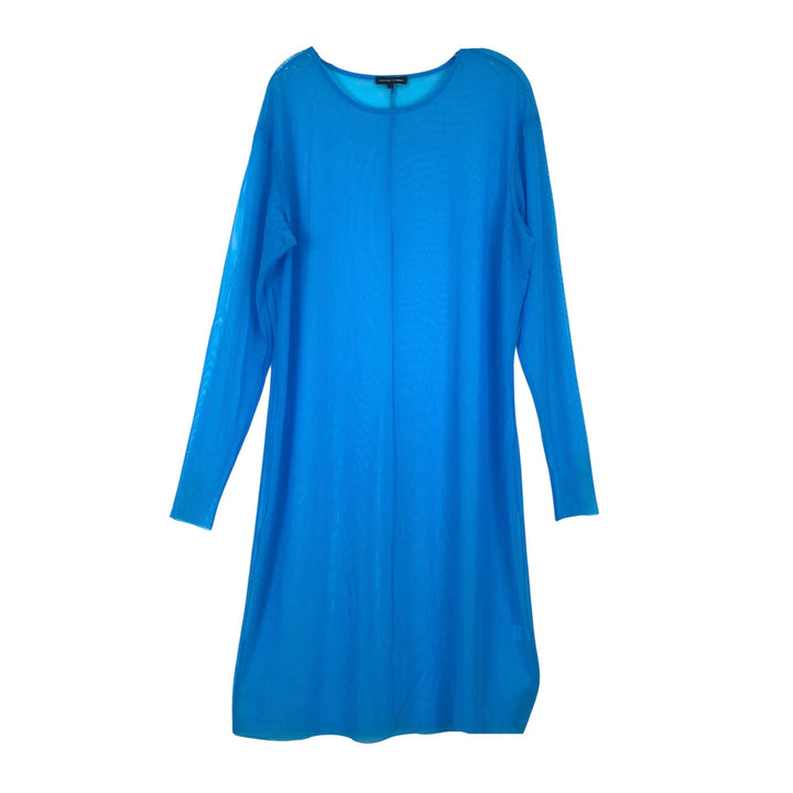 Universal Standard Sheer Mesh Long Sleeve Dress--Blue front