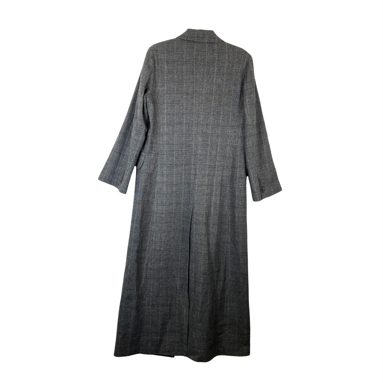 Something Navy Long Plaid Coat-Back