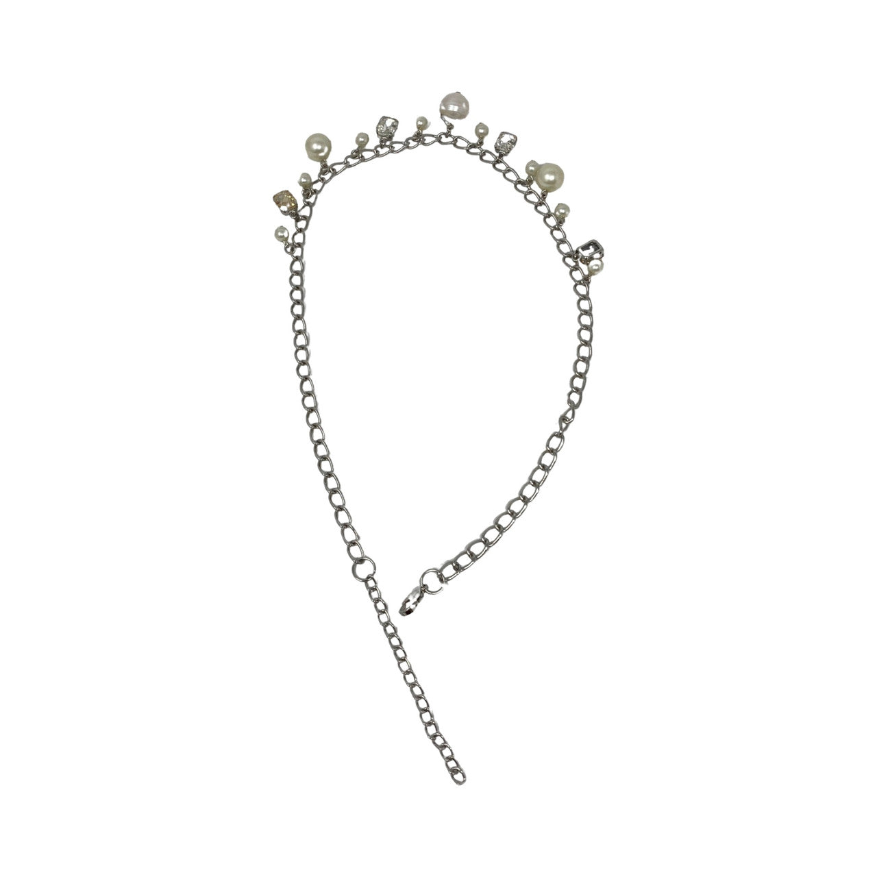 Faux Pearl Charm Chain Necklace-Back