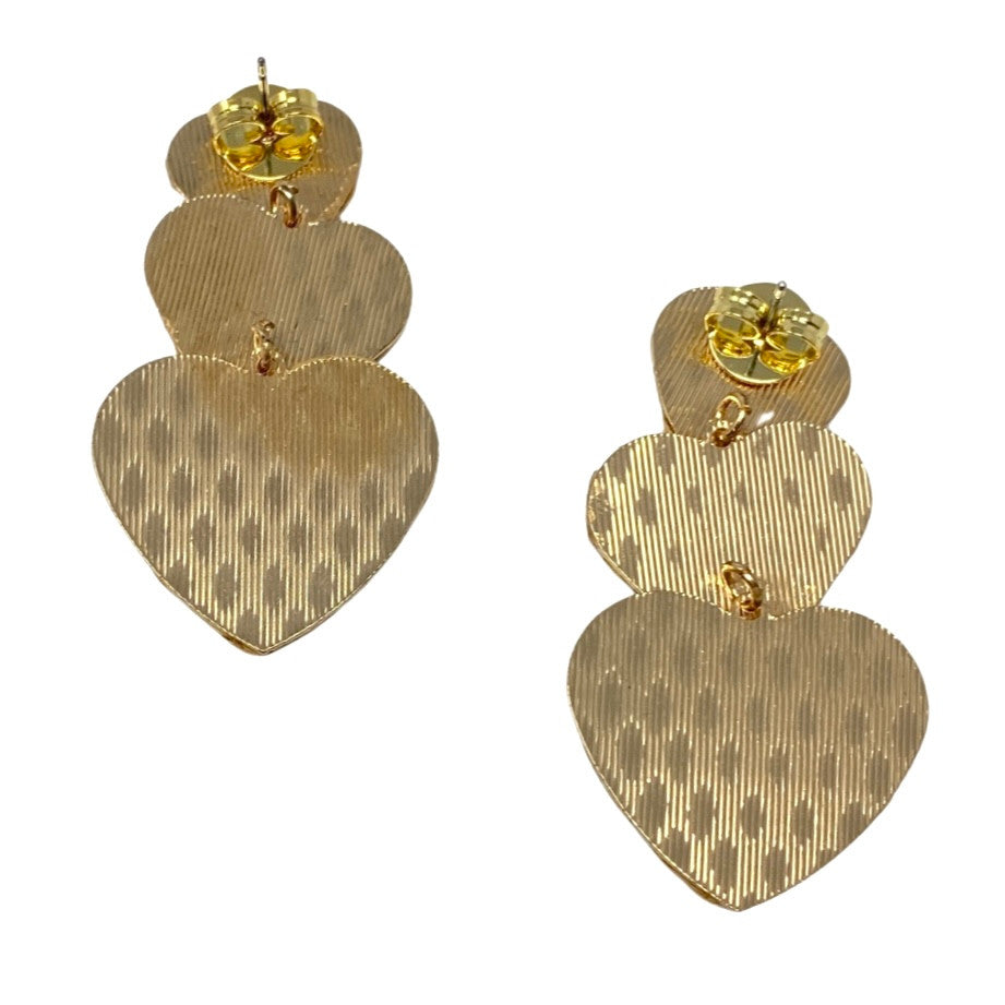 Shashi Isla Raffia Triple Heart Drop Earrings-Back