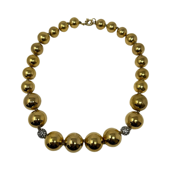 Oversized Gold And Diamanté Bead Necklace