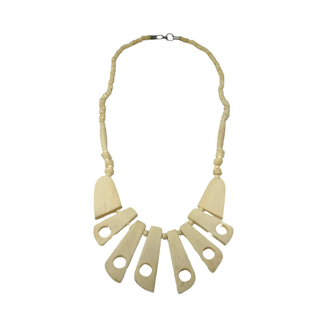 Carved Bone Bead Necklace-Back