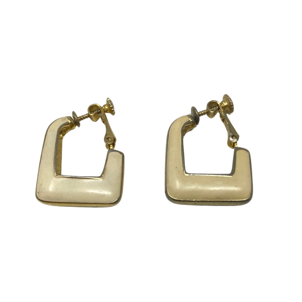 Vintage Gold Tone Enamel Earrings-Thumbnail