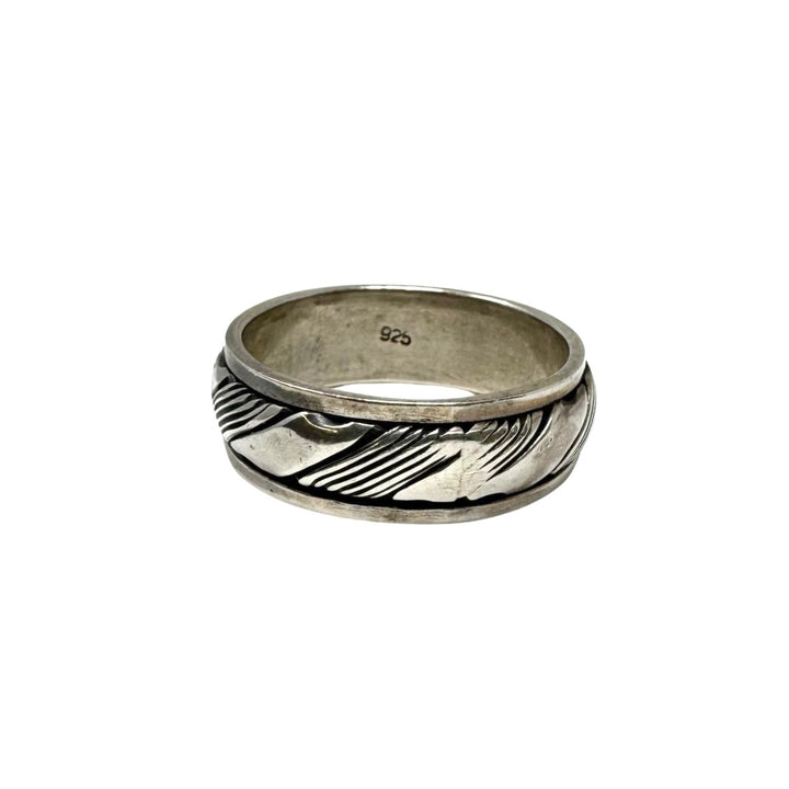 Diagonal Striped 925 Sterling Silver Ring