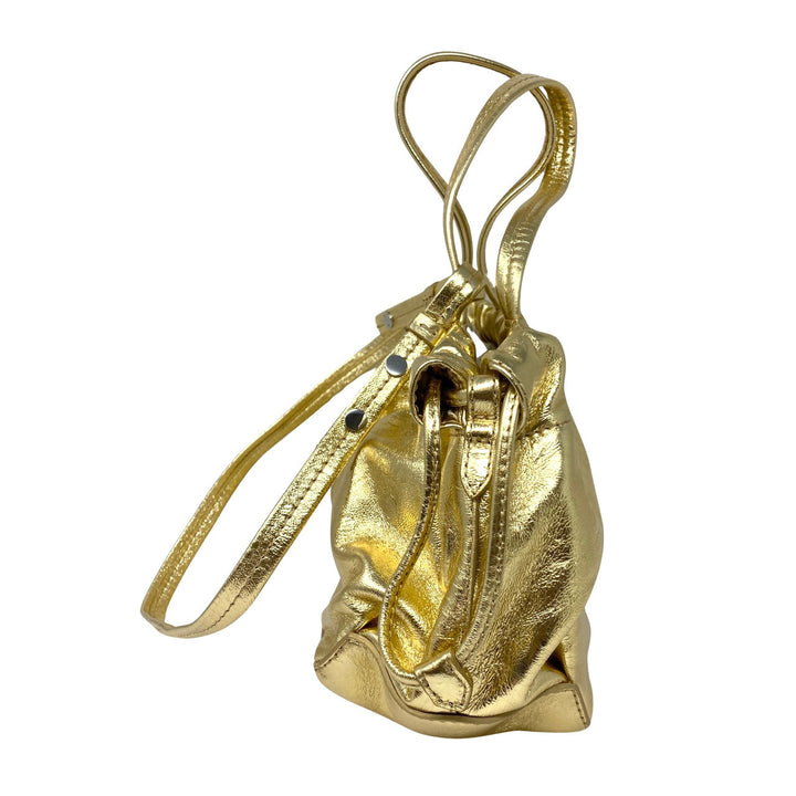 By Far Malmo Parchment Metallic Leather Bucket Bag-Side 2