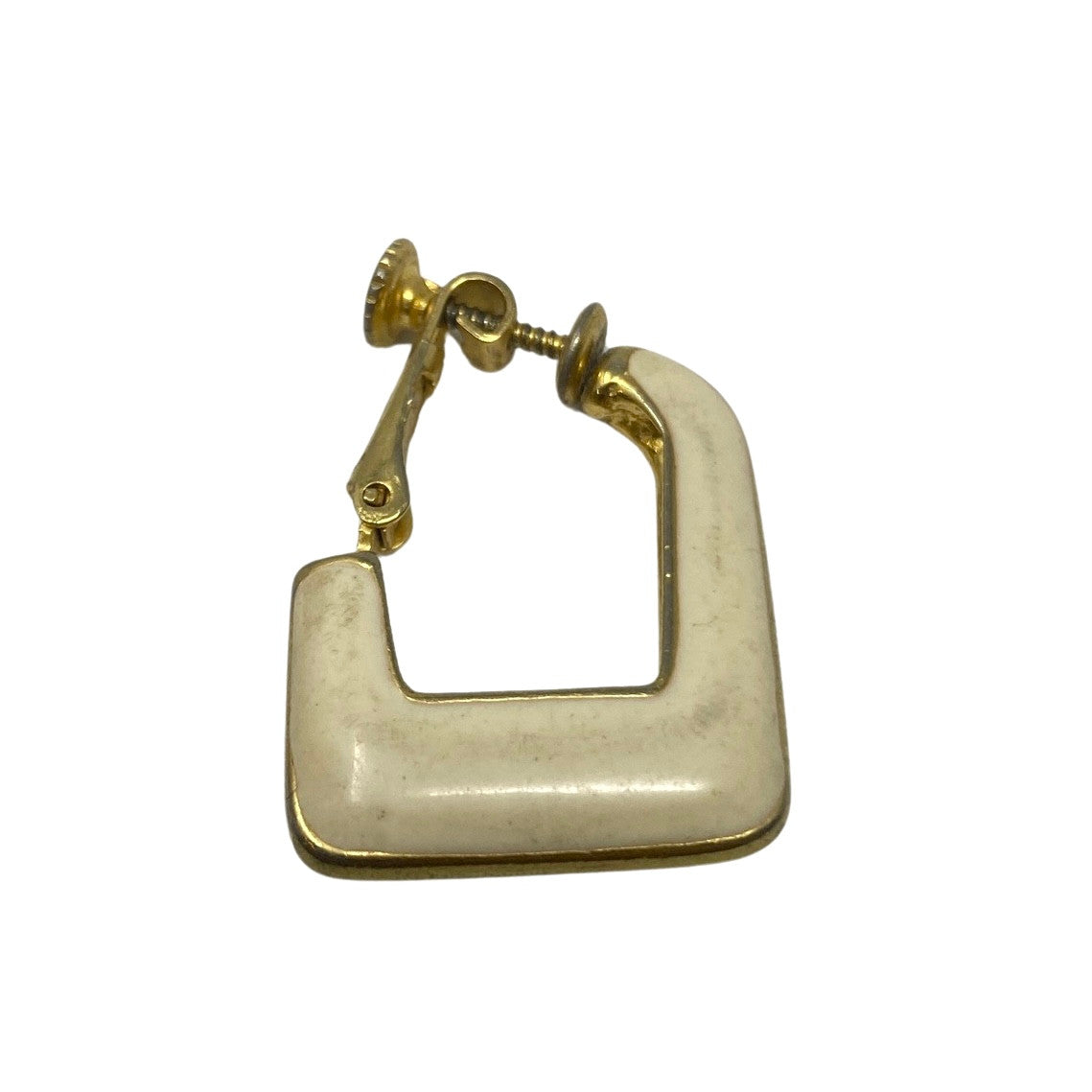 Vintage Gold Tone Enamel Earrings-Detail