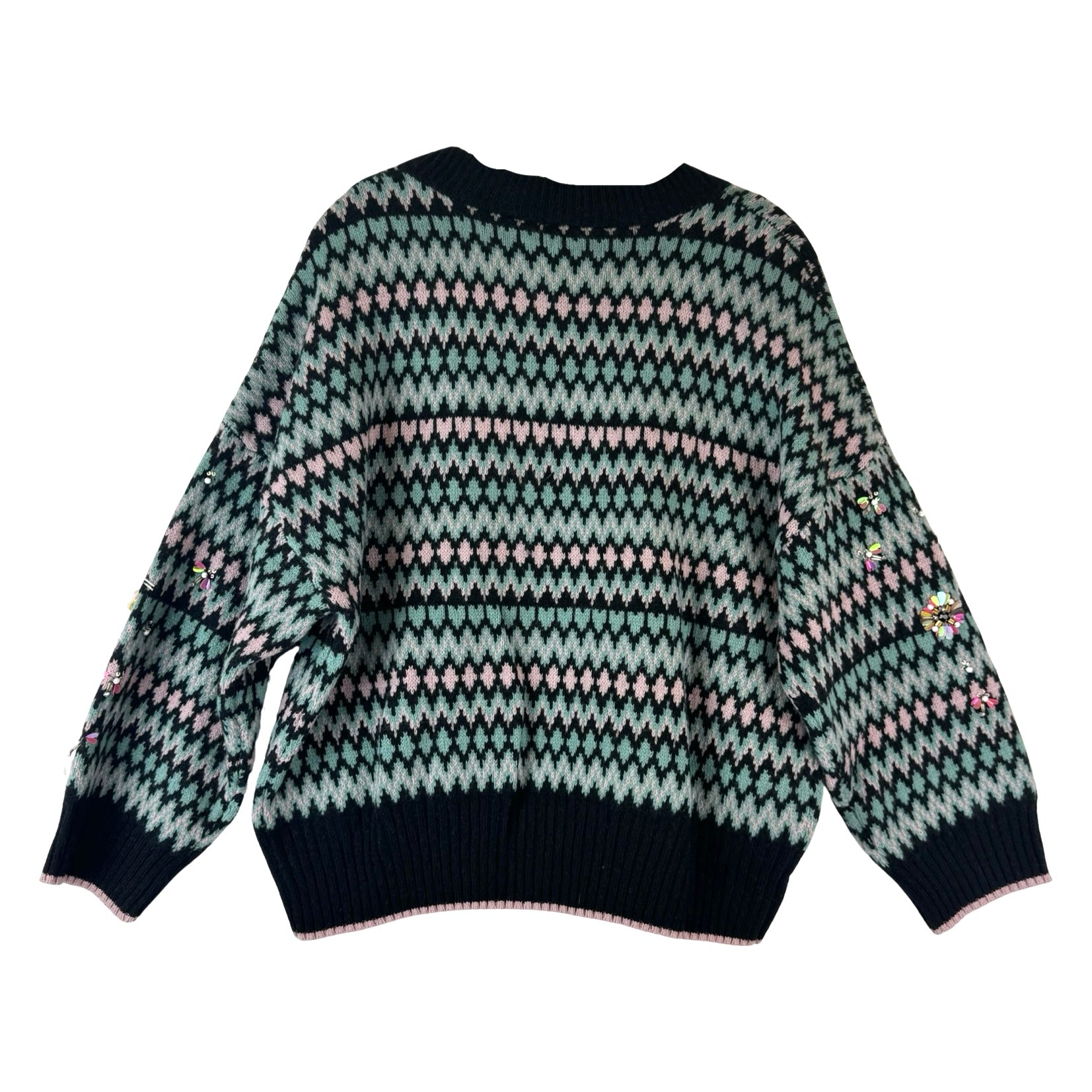 Kate Spade Sequin and Bead Embellished Fair Isle Sweater