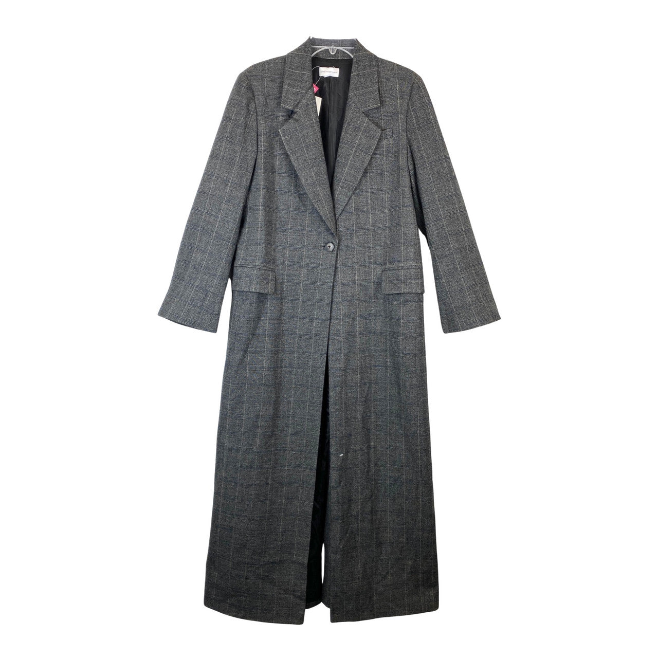 Something Navy Long Plaid Coat-Thumbnail