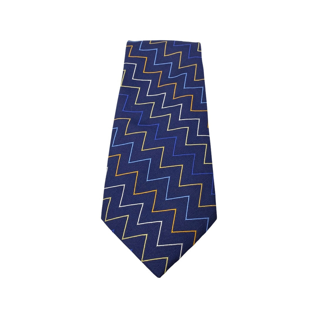 Turnbull & Asser Zig Zag Print Silk Tie-Thumbnail