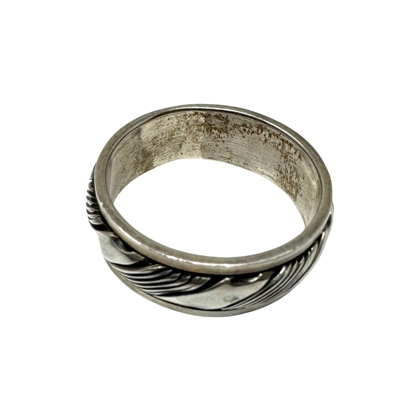 Diagonal Striped 925 Sterling Silver Ring