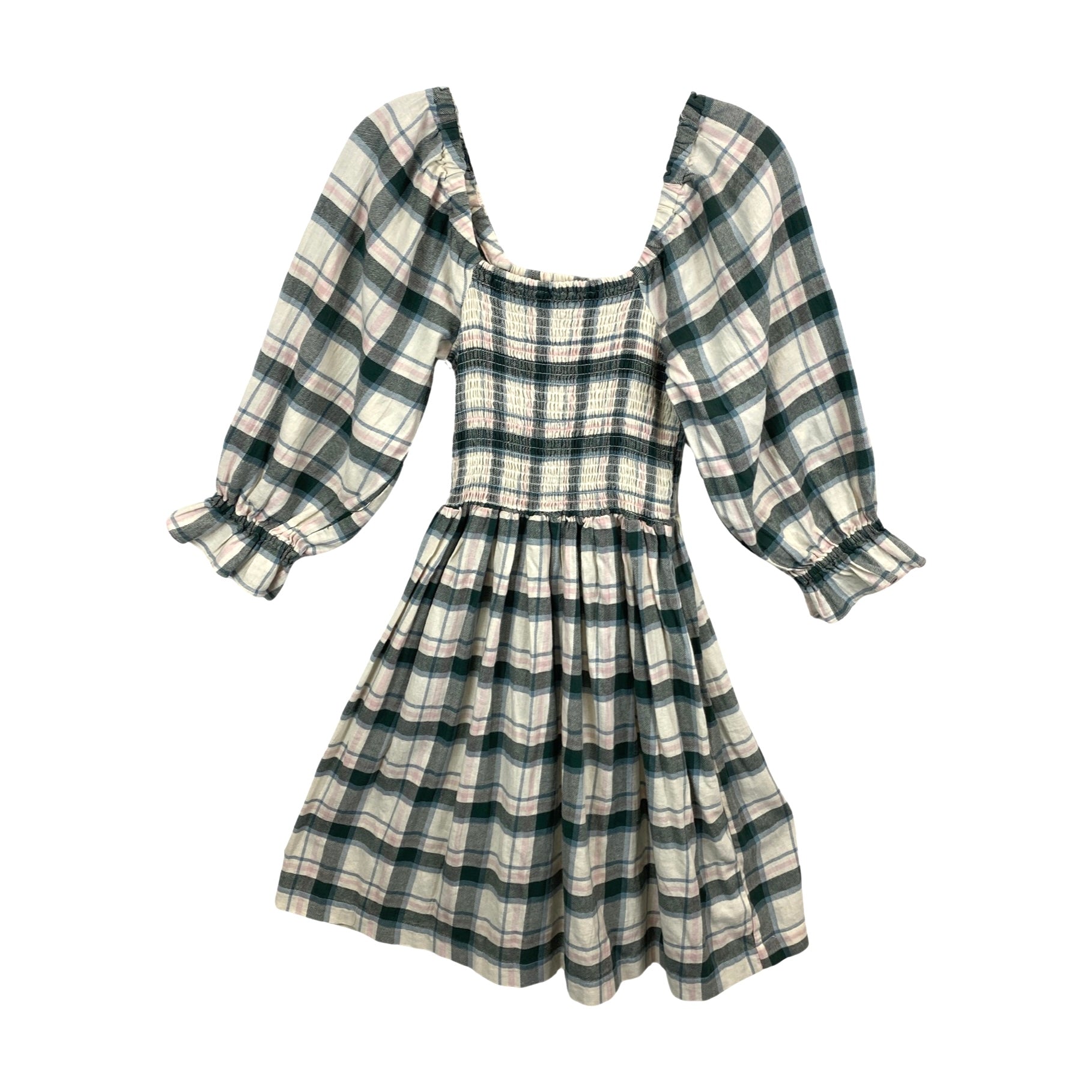 Madewell Smocked Plaid Cottagecore Dress