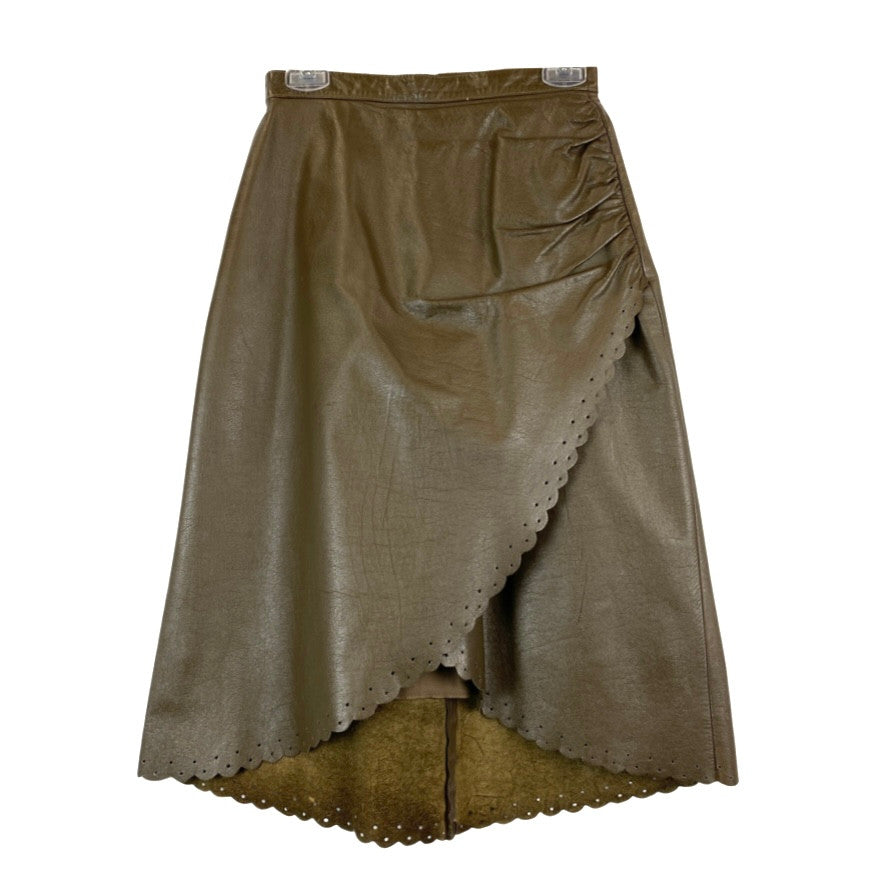 Vintage Scalloped Hem Leather Skirt-Thumbnail